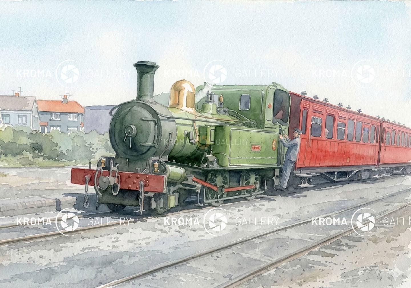 Green steam locomotive
