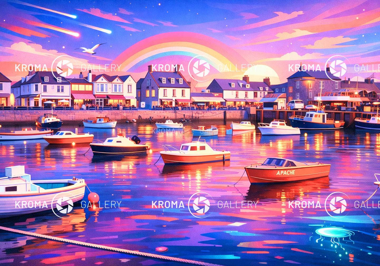 Rainbow harbour scene